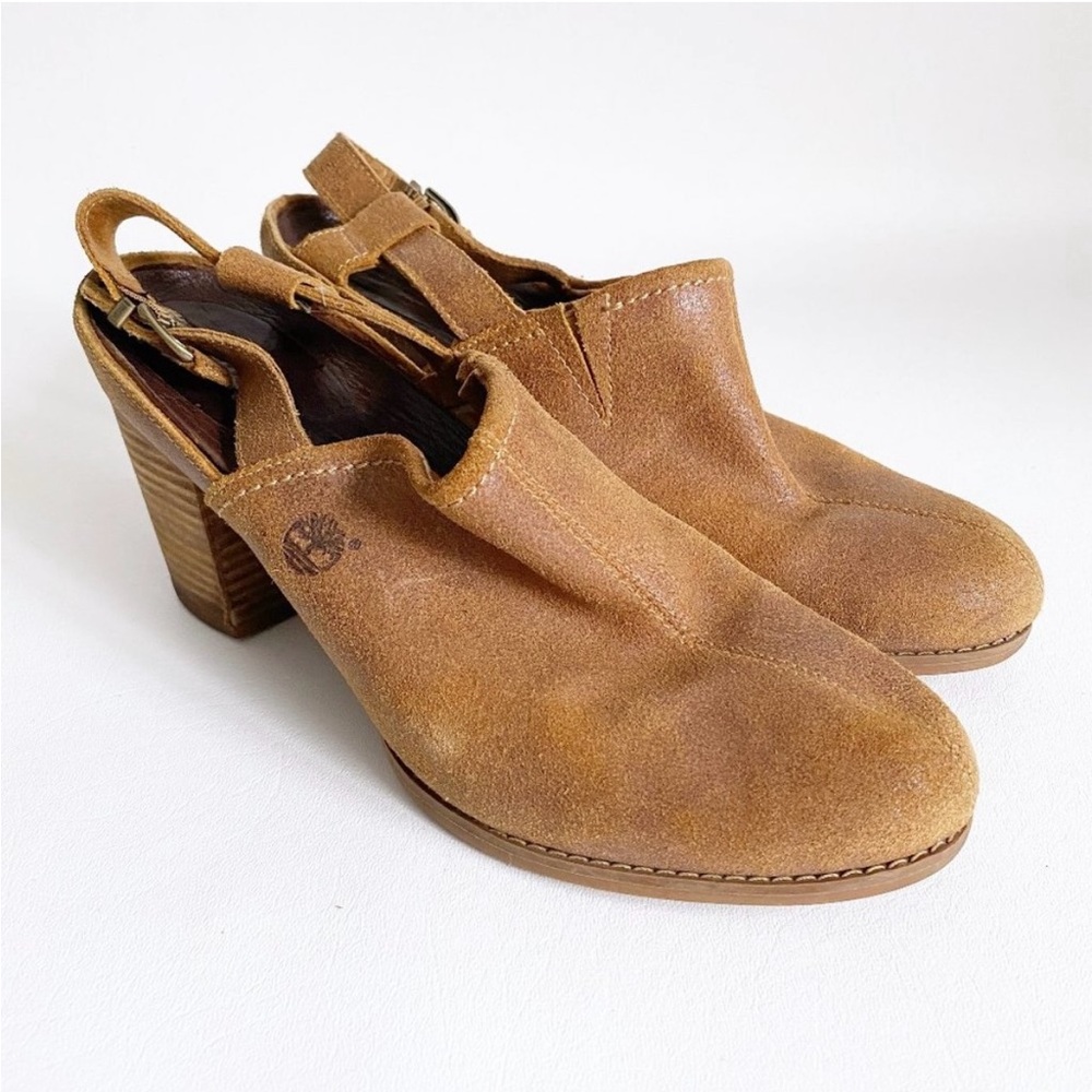 TIMBERLAND Earthkeepers Brown Leather Rudston Slingback Heeled Clogs Size 10
